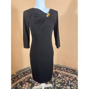 David Meister Black Draped Cocktail Dress Size 4